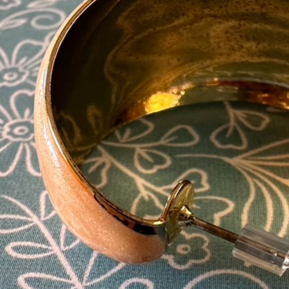 SALE - Retro - Wide, Open Hoop, Post Earrings - Gold Tone Hoops & Enamel Finish - Picture 5 of 10